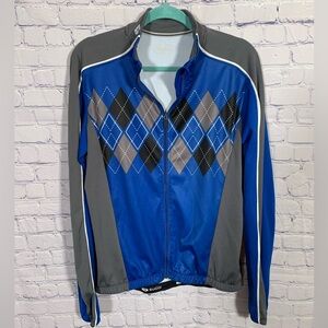 Sugoi Cycling Jacket Argyle Print Blue Gray Size XL Casual Athleisure Activewear